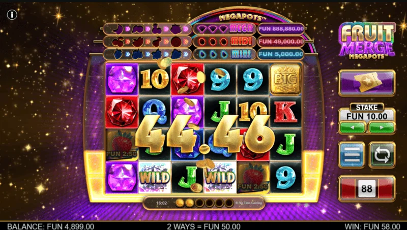 Fruit Merge Megapots - payout sa base game