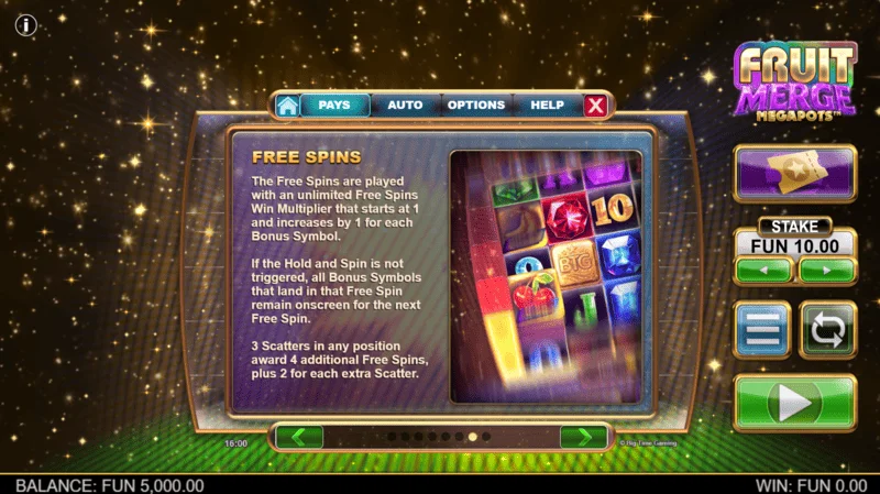 Fruit Merge Megapots - impormasyon tungkol sa Free Spins at multiplier